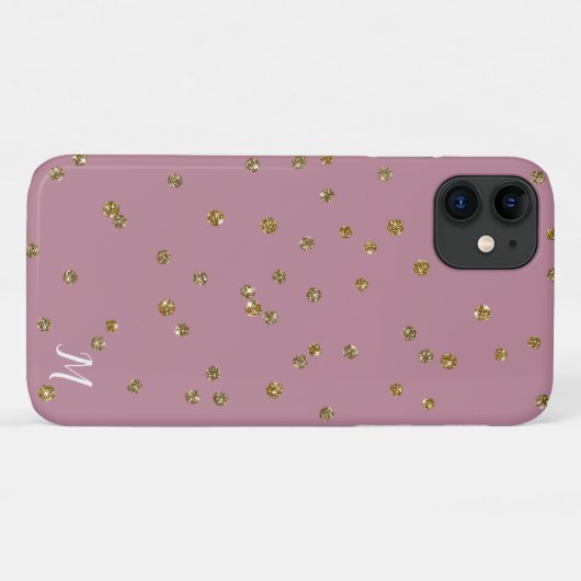 Gouden Glitter Confetti en Blush Roze Telefoon Cas Case-Mate iPhone Case (Achterkant (horizontaal))