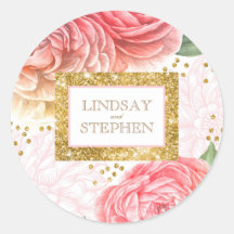 Gouden Glitter Confetti en Roze Bloemen Waterverf