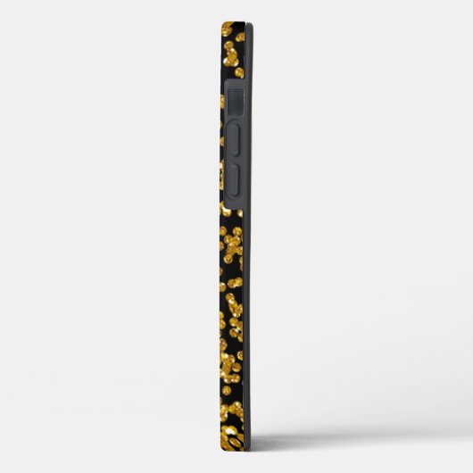 Gouden Glitter Confetti en Zwart Case-Mate iPhone Case (Achterkant / Links)