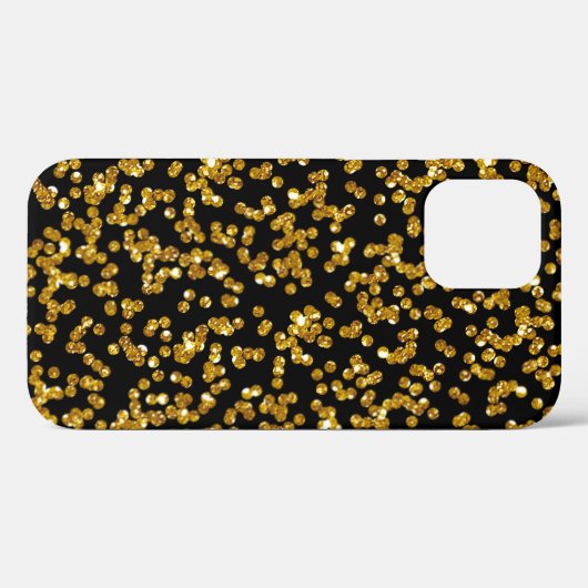 Gouden Glitter Confetti en Zwart Case-Mate iPhone Case (Achterkant (horizontaal))