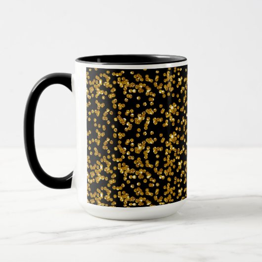 Gouden Glitter Confetti en Zwart Mok (Links)