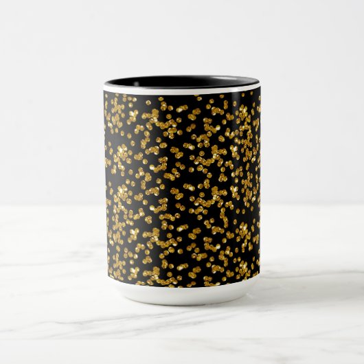 Gouden Glitter Confetti en Zwart Mok (Midden)