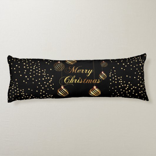 Gouden Glitter Confetti Familie Kerstballen Lichaamskussen (Achterkant)