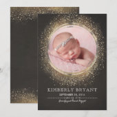 Gouden Glitter Confetti Folie Lijst Baby Meisje Ge Aankondiging (Voorkant / Achterkant)