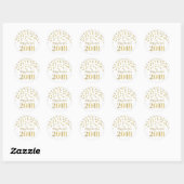 Gouden Glitter Confetti Gelukkig Nieuwjaar 2018 Ronde Sticker (Vel)