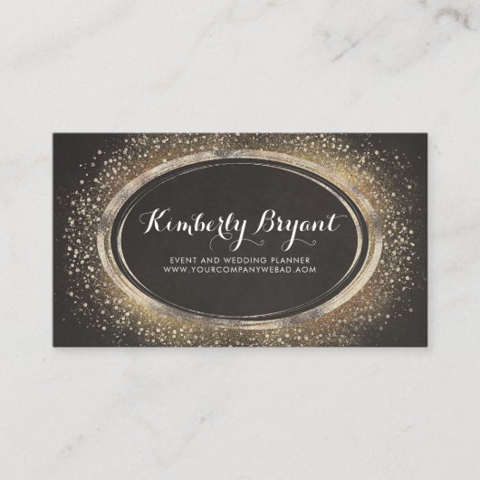 Gouden Glitter Confetti Glam Modern Lijst Visitekaartje (Voorkant)