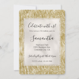 Gouden Glitter Confetti Glanzende Zebraprint Kaart