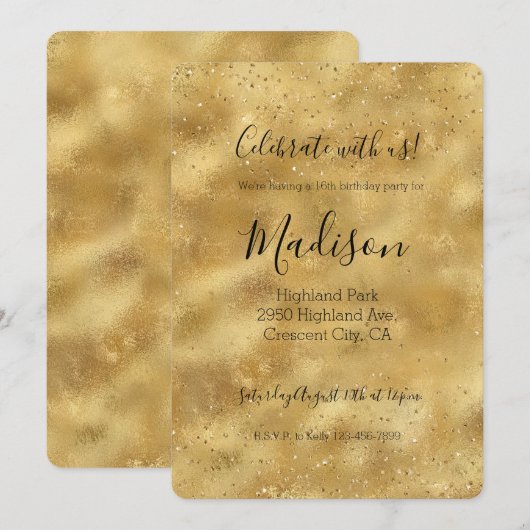 Gouden glitter confetti glinstering   kaart (Voorkant / Achterkant)