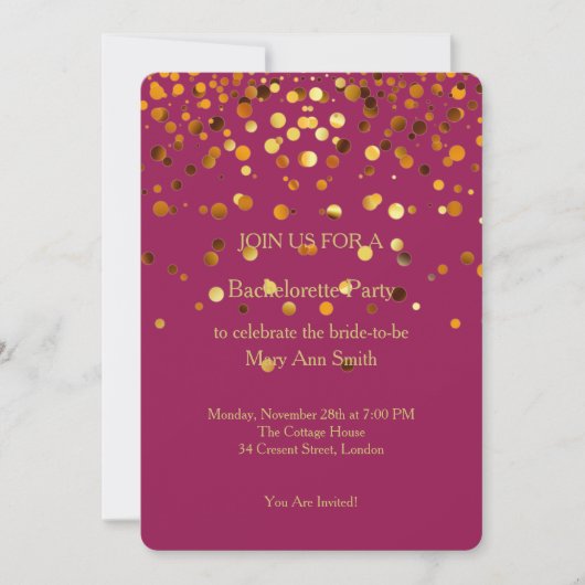 Gouden Glitter Confetti Glitters Roze Bachelorette Kaart (Voorkant)