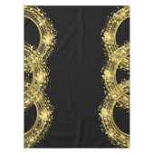 Gouden Glitter Confetti in de Ronde op Zwart Tafelkleed (Voorkant)