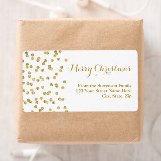 Gouden Glitter Confetti Kerstmis Adreslabel Etiket (Insitu)