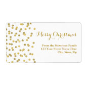 Gouden Glitter Confetti Kerstmis Adreslabel Etiket (Voorkant)