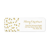 Gouden Glitter Confetti Kerstmis Adreslabel Etiket (Voorkant)