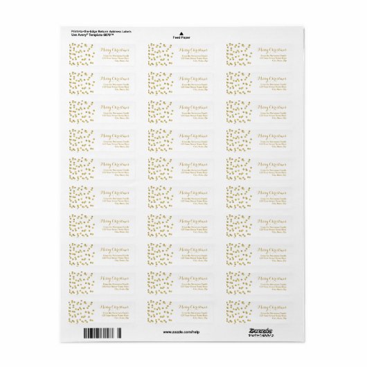 Gouden Glitter Confetti Kerstmis Adreslabel Etiket (Full Sheet)
