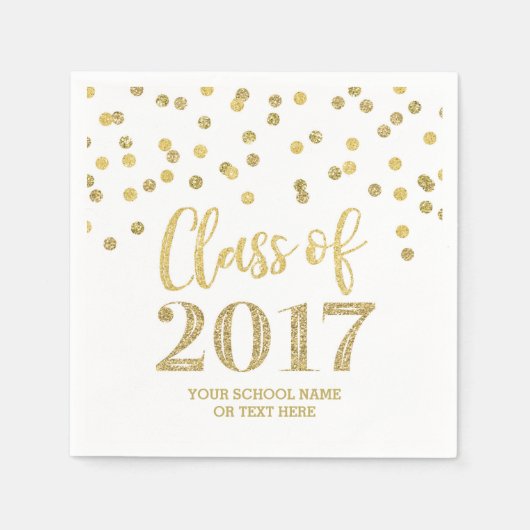 Gouden Glitter Confetti Klasse van 2017 Afstuderen Servet (Voorkant)