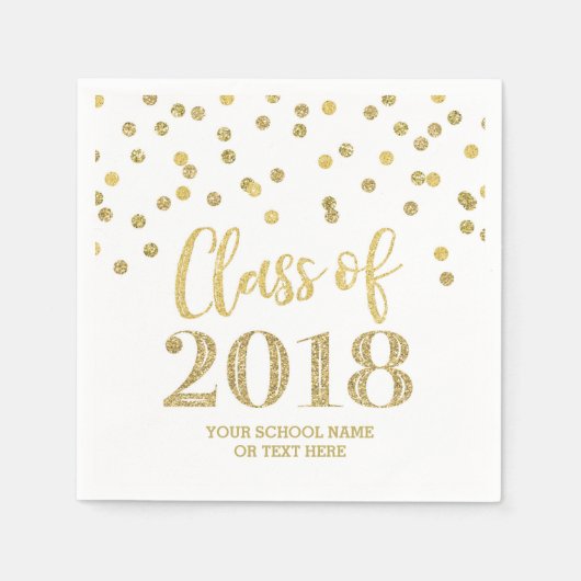 Gouden Glitter Confetti Klasse van 2018 Afstuderen Servetten (Voorkant)