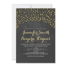 Gouden glitter confetti krijtbord bruiloft uitnodi