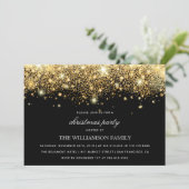 Gouden Glitter Confetti & Lights | kerstfeest Kaart (Staand voorkant)