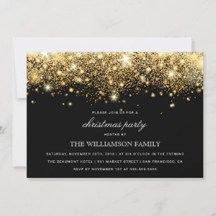 Gouden Glitter Confetti & Lights   kerstfeest Kaart