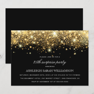 Gouden Glitter Confetti & Lights   verrassingsfees Kaart