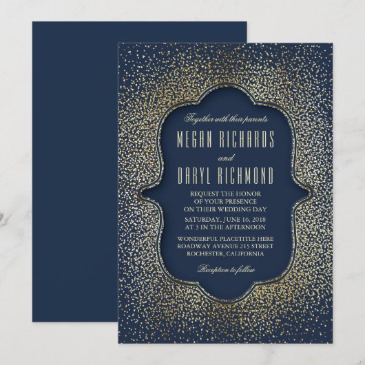 gouden glitter Confetti marinebruiloft Kaart (Voorkant / Achterkant)