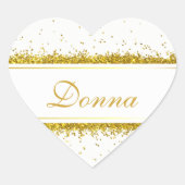 Gouden Glitter Confetti Naam - Hart Sticker (Voorkant)