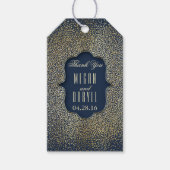 Gouden Glitter Confetti Navy Bruiloft Cadeaulabel (Voorkant)