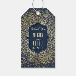 Gouden Glitter Confetti  Navy Bruiloft Cadeaulabel