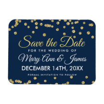 Gouden Glitter Confetti Navy Bruiloft Save The Dat