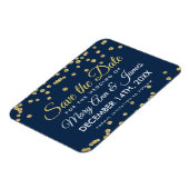 Gouden Glitter Confetti Navy Bruiloft Save The Dat Magneet (Linkerzijde)