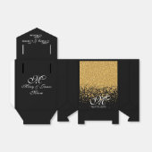 Gouden Glitter Confetti op Zwart Bedankdoosjes (Uitgevouwen)