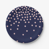 gouden glitter confetti polka dots voor girale roz papieren bordje (Voorkant)