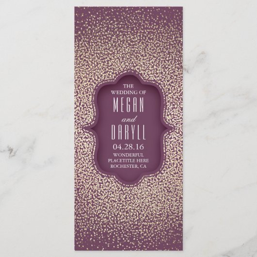  gouden glitter Confetti pruim bruiloft programma Programmakaart (Voorkant)