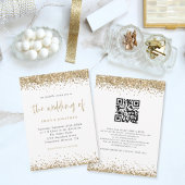 Gouden Glitter Confetti QR Code Script Bruiloft Kaart