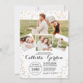 Gouden Glitter Confetti Rand Foto Collage Bruiloft Kaart (Achterkant)