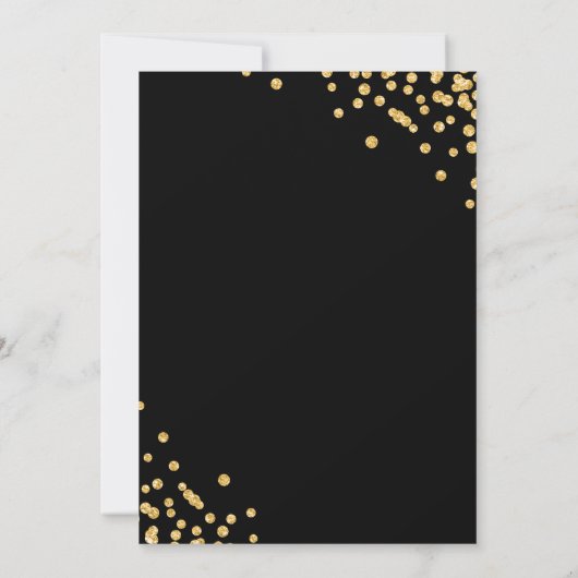 Gouden Glitter Confetti Script Dinner Party Zwart Kaart (Achterkant)