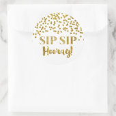 Gouden Glitter Confetti Sip Hooray Ronde Sticker (Tas)