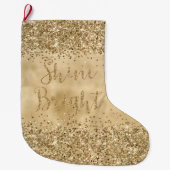 Gouden Glitter Confetti Sparkle Shine Grote Kerstsok (Voorkant)