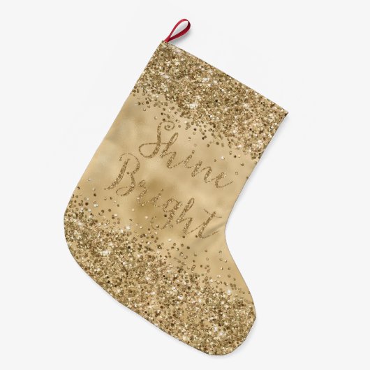 Gouden Glitter Confetti Sparkle Shine Grote Kerstsok (Voorkant (Hangend))