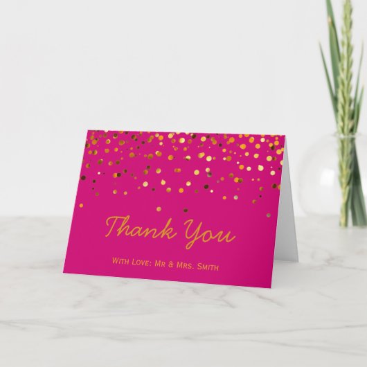Gouden Glitter Confetti Sparkles Roze Bedankt (Voorkant)