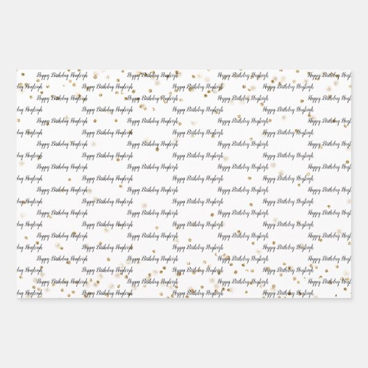 Gouden glitter confetti sprankeling Gepersonalisee Inpakpapier Vel (Voorkant)