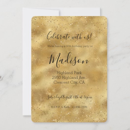 Gouden glitter confetti sprankeling kaart (Voorkant)