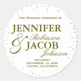 Gouden Glitter Confetti Sterren Ronde Sticker