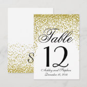 Gouden Glitter Confetti Tafel Nummers Kaart (Voorkant / Achterkant)