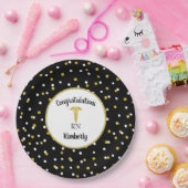 Gouden glitter confetti verpleegster afstudeerfees papieren bordje (Feest)