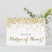 Gouden Glitter Confetti Word jij de Getuige van de Kaart (Staand voorkant)