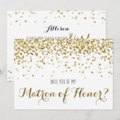 Gouden Glitter Confetti Zul jij de Getuige zijn Kaart (Voorkant / Achterkant)