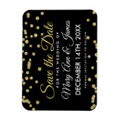 Gouden Glitter Confetti Zwart Bruiloft Save The Da Magneet (Verticaal)