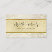 Gouden Glitter Cosmetoloog Elegante Shimmer Make-u Visitekaartje (Voorkant)
