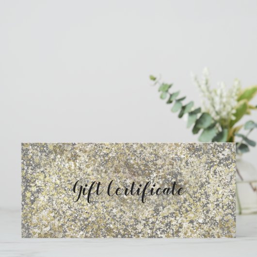 Gouden Glitter Crackle Modern Chique Cadeaubon (Staand voorkant)